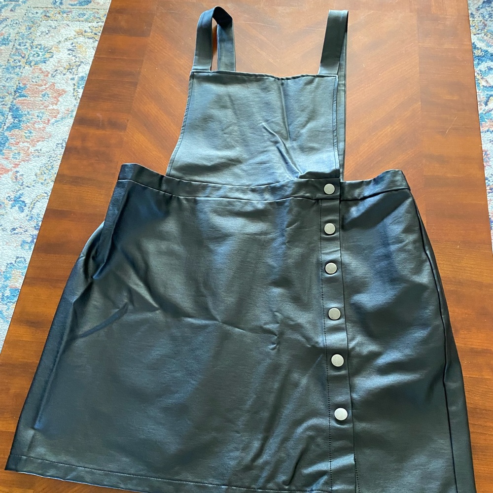 Leather-look faux jumper dress